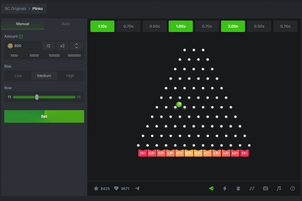 Plinko at BC.Game